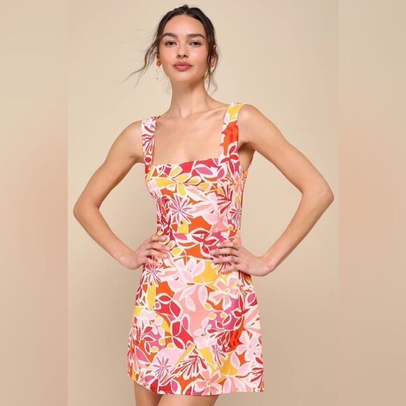 Lulu's Vibrant Pink and Orange Dress size large NWT - Picture 3 of 5